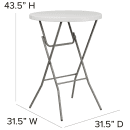 Flash Furniture RB-32RB-BAR-GW-GG 31 1/2" Round Folding Table w/ Granite White Plastic Top, 43 1/2"H thumbnail 2