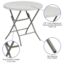 Flash Furniture RB-32R-GW-GG 31 1/2" Round Folding Table w/ Granite White Plastic Top, 30 1/4"H thumbnail 2