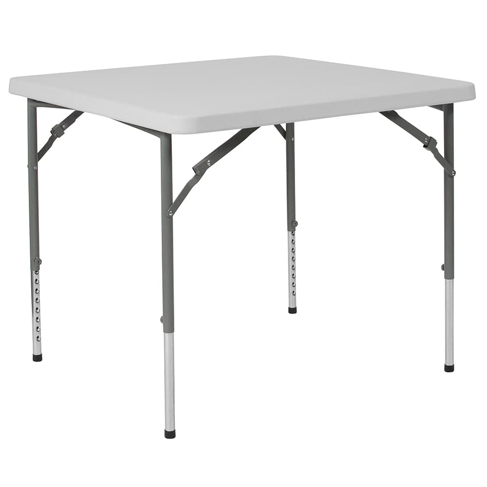 Flash Furniture RB-3434ADJ-GG 33 1/2" Square Folding Table w/ Granite White Plastic Top, 21" to 29"H