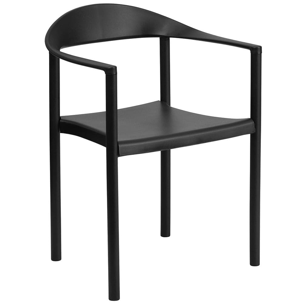 Flash Furniture RUT-418-BK-GG Stacking Café Chair w/ Plastic Seat & Back - Metal Frame, Black