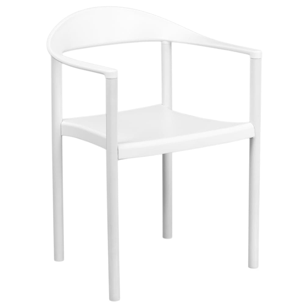 Flash Furniture RUT-418-WH-GG Stacking Café Chair w/ Plastic Seat & Back - Metal Frame, White