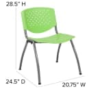 Flash Furniture RUT-F01A-GN-GG Stacking Chair w/ Green Plastic Back & Seat - Metal Frame, Titanium thumbnail 2