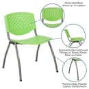 Flash Furniture RUT-F01A-GN-GG Stacking Chair w/ Green Plastic Back & Seat - Metal Frame, Titanium thumbnail 6