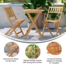Flash Furniture THB-S4460-NAT-GG 23 1/2" Round Folding Patio Table & (2) Slatted Folding Chair Set - Acacia Wood thumbnail 4