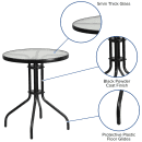 Flash Furniture TLH-070-1-GG 23 3/4" Round Patio Table w/ Glass Top - Metal Base, Black thumbnail 3