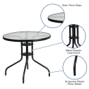 Flash Furniture TLH-070-2-GG 31 1/2" Round Patio Table w/ Glass Top - Metal Base, Black thumbnail 4