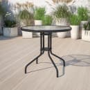 Flash Furniture TLH-070-2-GG 31 1/2" Round Patio Table w/ Glass Top - Metal Base, Black thumbnail 5