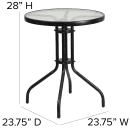 Flash Furniture TLH-071RD-017CBK2-GG 23 3/4" Round Patio Table & (2) Arm Chair Set - Glass Top, Black Metal Base thumbnail 2