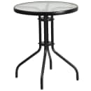 Flash Furniture TLH-071RD-017CBK2-GG 23 3/4" Round Patio Table & (2) Arm Chair Set - Glass Top, Black Metal Base thumbnail 3