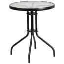 Flash Furniture TLH-071RD-037BK2-GG 23 3/4" Round Patio Table & (2) Black Rattan Arm Chair Set - Glass Top, Black Metal Base thumbnail 3