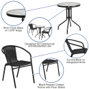 Flash Furniture TLH-071RD-037BK2-GG 23 3/4" Round Patio Table & (2) Black Rattan Arm Chair Set - Glass Top, Black Metal Base thumbnail 6