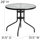 Flash Furniture TLH-072RD-017CBK4-GG 31 1/2" Round Patio Table & (4) Arm Chair Set - Glass Top, Black Metal Base thumbnail 2