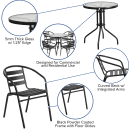 Flash Furniture TLH-072RD-017CBK4-GG 31 1/2" Round Patio Table & (4) Arm Chair Set - Glass Top, Black Metal Base thumbnail 6