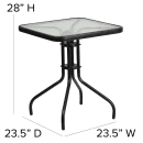 Flash Furniture TLH-0731SQ-017CBK2-GG 23 1/2" Square Patio Table & (2) Arm Chair Set - Glass Top, Black Metal Base thumbnail 2