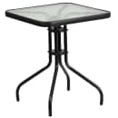 Flash Furniture TLH-0731SQ-017CBK2-GG 23 1/2" Square Patio Table & (2) Arm Chair Set - Glass Top, Black Metal Base thumbnail 3