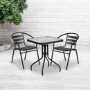 Flash Furniture TLH-0731SQ-017CBK2-GG 23 1/2" Square Patio Table & (2) Arm Chair Set - Glass Top, Black Metal Base thumbnail 9