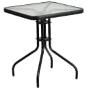 Flash Furniture TLH-0731SQ-037BK2-GG 23 1/2" Square Patio Table & (2) Black Rattan Arm Chair Set - Glass Top, Black Metal Base thumbnail 2