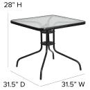 Flash Furniture TLH-0732SQ-017CBK4-GG 31 1/2" Square Patio Table & (4) Arm Chair Set - Glass Top, Black Metal Base thumbnail 2