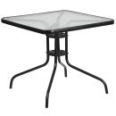 Flash Furniture TLH-0732SQ-017CBK4-GG 31 1/2" Square Patio Table & (4) Arm Chair Set - Glass Top, Black Metal Base thumbnail 3