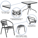 Flash Furniture TLH-0732SQ-017CBK4-GG 31 1/2" Square Patio Table & (4) Arm Chair Set - Glass Top, Black Metal Base thumbnail 6