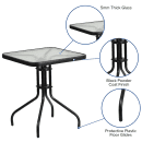 Flash Furniture TLH-073A-1-GG 23 1/2" Square Patio Table w/ Glass Top - Metal Base, Black thumbnail 2