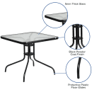 Flash Furniture TLH-073A-2-GG 31 1/2" Square Patio Table w/ Glass Top - Metal Base, Black thumbnail 4