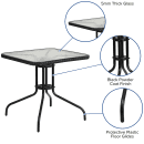 Flash Furniture TLH-073R-BK-GG 28" Square Patio Table w/ Glass Top & Black Rattan Edge - Metal Base, Black thumbnail 3