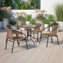 Flash Furniture TLH-073R-DK-BN-GG 28" Square Patio Table w/ Glass Top & Dark Brown Rattan Edge - Metal Base, Black thumbnail 4