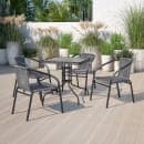 Flash Furniture TLH-073R-GY-GG 28" Square Patio Table w/ Glass Top & Gray Rattan Edge - Metal Base, Black thumbnail 6