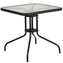 Flash Furniture TLH-073SQ-037BK2-GG 28" Square Patio Table & (2) Black Rattan Arm Chair Set - Glass Top, Black Metal Base thumbnail 3