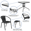 Flash Furniture TLH-073SQ-037BK2-GG 28" Square Patio Table & (2) Black Rattan Arm Chair Set - Glass Top, Black Metal Base thumbnail 6
