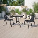 Flash Furniture TLH-073SQ-037BK2-GG 28" Square Patio Table & (2) Black Rattan Arm Chair Set - Glass Top, Black Metal Base thumbnail 9