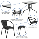 Flash Furniture TLH-073SQ-037BK4-GG 28" Square Patio Table & (4) Black Rattan Arm Chair Set - Glass Top, Black Metal Base thumbnail 6