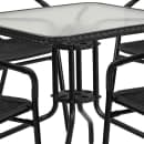Flash Furniture TLH-073SQ-037BK4-GG 28" Square Patio Table & (4) Black Rattan Arm Chair Set - Glass Top, Black Metal Base thumbnail 7