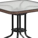 Flash Furniture TLH-073SQ-037BN2-GG 28" Square Patio Table & (2) Brown Rattan Arm Chair Set - Glass Top, Black Metal Base thumbnail 7