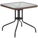 Flash Furniture TLH-073SQ-037BN4-GG 28" Square Patio Table & (4) Brown Rattan Arm Chair Set - Glass Top, Black Metal Base thumbnail 3