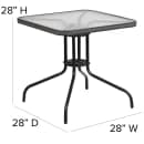 Flash Furniture TLH-073SQ-037GY2-GG 28" Square Patio Table & (2) Gray Rattan Arm Chair Set - Glass Top, Black Metal Base thumbnail 2