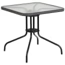 Flash Furniture TLH-073SQ-037GY2-GG 28" Square Patio Table & (2) Gray Rattan Arm Chair Set - Glass Top, Black Metal Base thumbnail 3