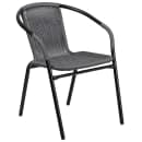 Flash Furniture TLH-073SQ-037GY2-GG 28" Square Patio Table & (2) Gray Rattan Arm Chair Set - Glass Top, Black Metal Base thumbnail 4