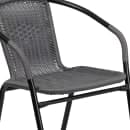 Flash Furniture TLH-073SQ-037GY2-GG 28" Square Patio Table & (2) Gray Rattan Arm Chair Set - Glass Top, Black Metal Base thumbnail 8