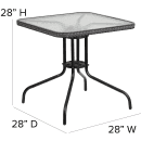 Flash Furniture TLH-073SQ-037GY4-GG 28" Square Patio Table & (4) Gray Rattan Arm Chair Set - Glass Top, Black Metal Base thumbnail 2