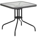 Flash Furniture TLH-073SQ-037GY4-GG 28" Square Patio Table & (4) Gray Rattan Arm Chair Set - Glass Top, Black Metal Base thumbnail 3