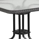Flash Furniture TLH-073SQ-037GY4-GG 28" Square Patio Table & (4) Gray Rattan Arm Chair Set - Glass Top, Black Metal Base thumbnail 8