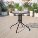 Flash Furniture TLH-087-DK-BN-GG 28" Round Patio Table w/ Glass Top & Dark Brown Rattan Edge - Metal Base, Black thumbnail 3