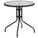 Flash Furniture TLH-087RD-037BK2-GG 28" Round Patio Table & (2) Black Rattan Arm Chair Set - Glass Top, Black Metal Base thumbnail 3