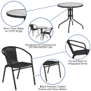 Flash Furniture TLH-087RD-037BK2-GG 28" Round Patio Table & (2) Black Rattan Arm Chair Set - Glass Top, Black Metal Base thumbnail 6