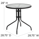 Flash Furniture TLH-087RD-037BK4-GG 28" Round Patio Table & (4) Black Rattan Arm Chair Set - Glass Top, Black Metal Base thumbnail 2
