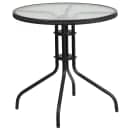 Flash Furniture TLH-087RD-037BK4-GG 28" Round Patio Table & (4) Black Rattan Arm Chair Set - Glass Top, Black Metal Base thumbnail 3