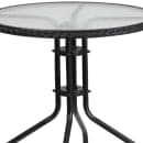 Flash Furniture TLH-087RD-037BK4-GG 28" Round Patio Table & (4) Black Rattan Arm Chair Set - Glass Top, Black Metal Base thumbnail 7