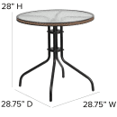 Flash Furniture TLH-087RD-037BN2-GG 28" Round Patio Table & (2) Brown Rattan Arm Chair Set - Glass Top, Black Metal Base thumbnail 2